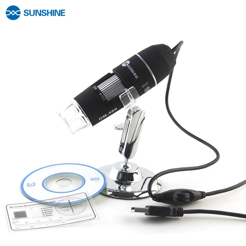 Цифровой микроскоп SUNSHINE с мини-USB 500Х регулируемая лупа электронный USB 8