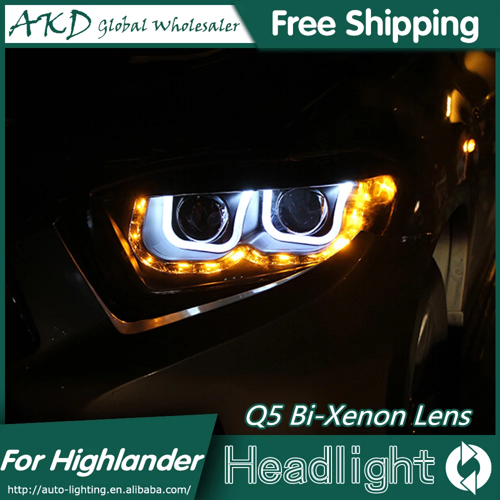 AKD автомобильный стайлинг для фары Toyota High lander 2009 2011 светодиодный DRL биксеноновый