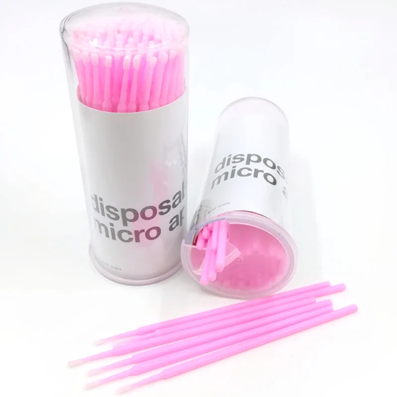 Pot-Pink(M) 100 шт./лот, одноразовая щетка для ресниц, тампон, микрощетки, инструменты для наращивания ресниц, индивидуальные инструменты для удаления ресниц, Аппликаторы - Цвет: Pot-Pink(M)