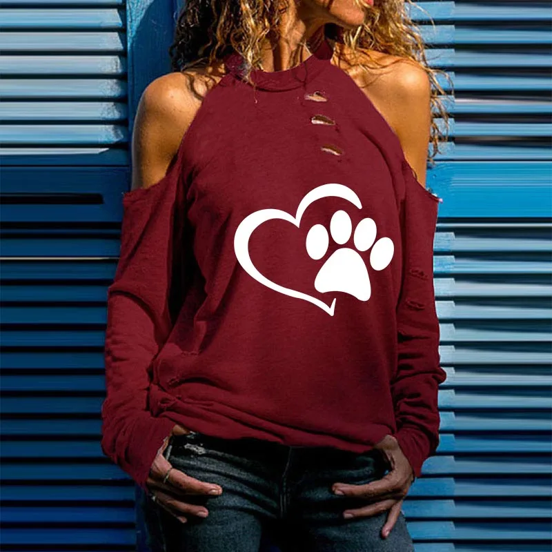 Новинка 2019 модная женская футболка с принтом Любовь собака Лапа большой размер