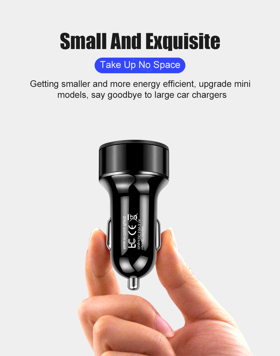 Автомобильное зарядное устройство с двумя USB-портами 3 1 А светодиодный дисплей