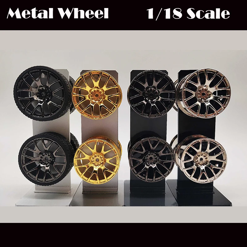 

Diorama 1/18 Alloy Wheel Display Tools Set 4 Metal Wheels + Racking Collection