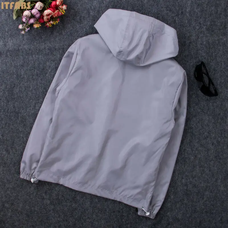 2019 Осенняя мужская Повседневная ветровка на молнии куртка с капюшоном Верхняя