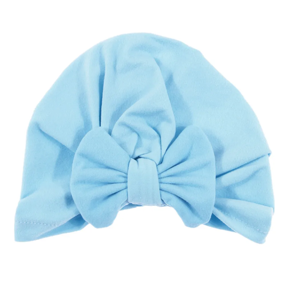 28baby blue Nishine детская шапочка-тюрбан с бантом Детские шапки Хлопок Смесь шапка для новорожденного Топ узел шапки Дети реквизит для фотосессии подарок для ребенка - Цвет: 28baby blue
