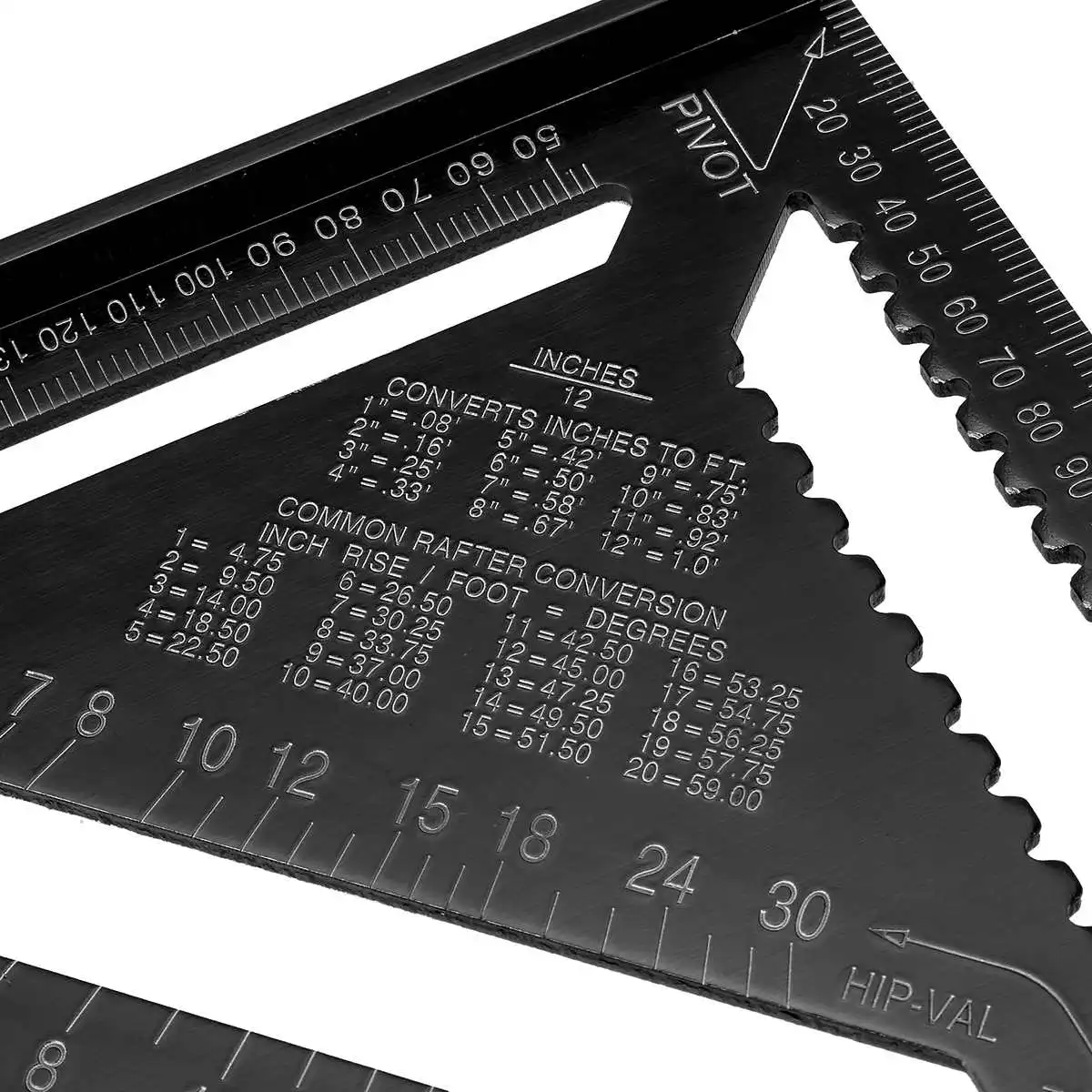

7/12 inch Metric Angle Ruler Aluminum Alloy Triangular Measuring Ruler Black Woodwork Speed Square Triangle Angle Protractor