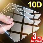 Закаленное стекло 10D для iPhone, защитная пленка для экрана iPhone 11, 12, 13 Pro, XS, Max, XR, X, 3 шт.
