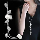 Ожерелье-чокер женское с искусственным жемчугом, серебристого цвета