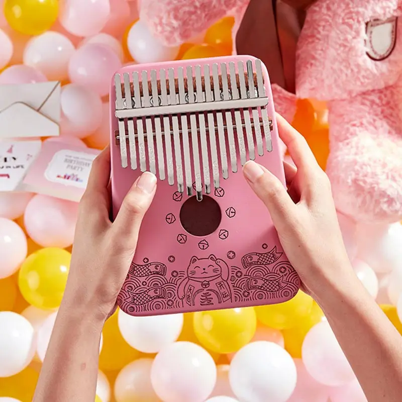 

Kalimba 17 Key Mahogany Thumb Piano Mbira Musical Machine Instrument Africa Finger Piano21 Key Instrumento Pink For Playing