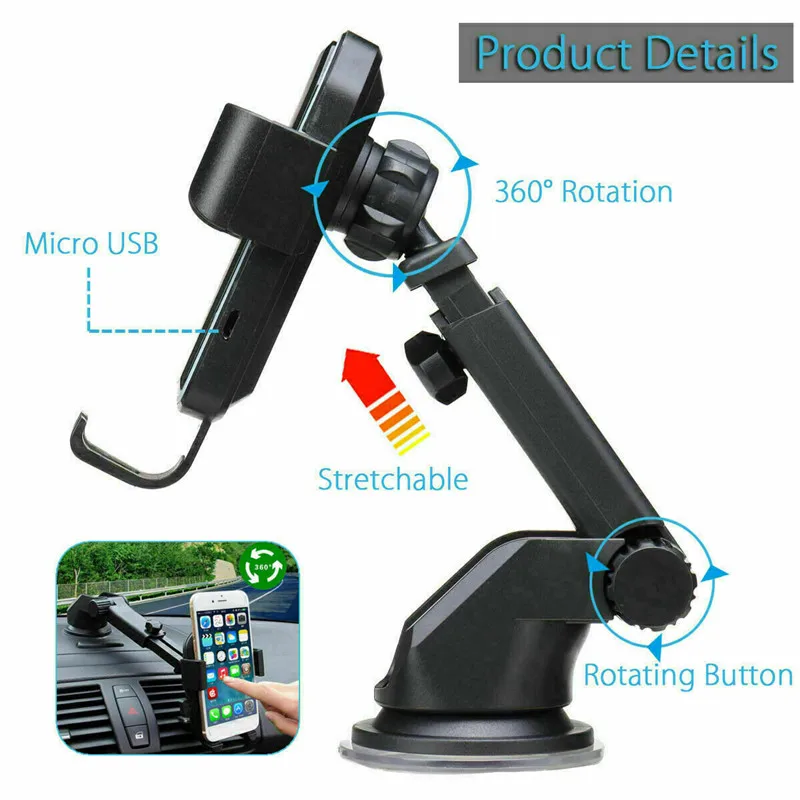 Qi автоматическое Беспроводное зарядное устройство для автомобиля с быстрой