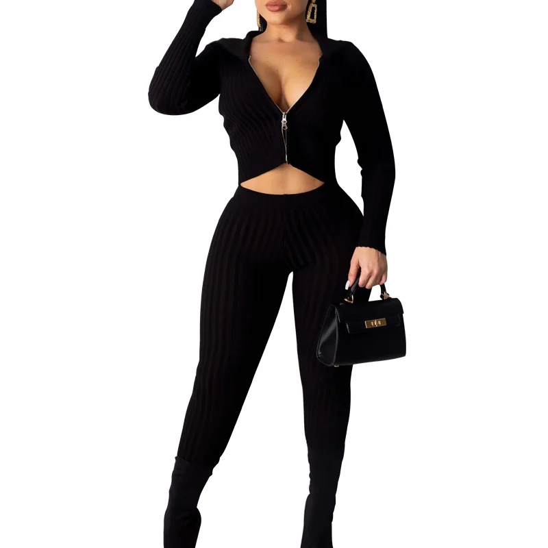 

Женский Повседневный комплект из 2 предметов, толстовка на молнии и облегающие брюки, комплект из 2 предметов с длинным рукавом, привлекател...