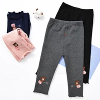 6y 5t 2021 new spring autumn clothing leggings for girls boys cute bear slim 100 cotton thin casual pants