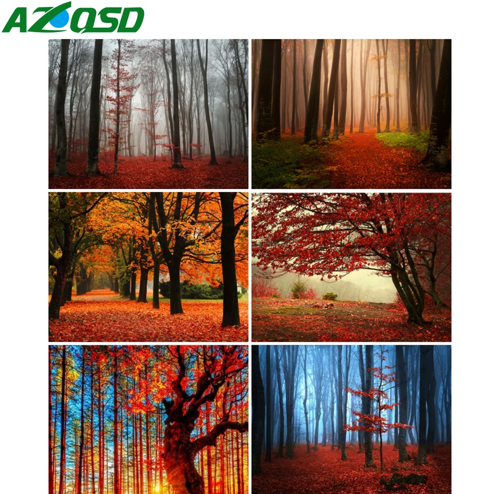 AZQSD Бриллиантовая Вышивка Дерево Осенняя мозаика Стразы 5D алмазная картина