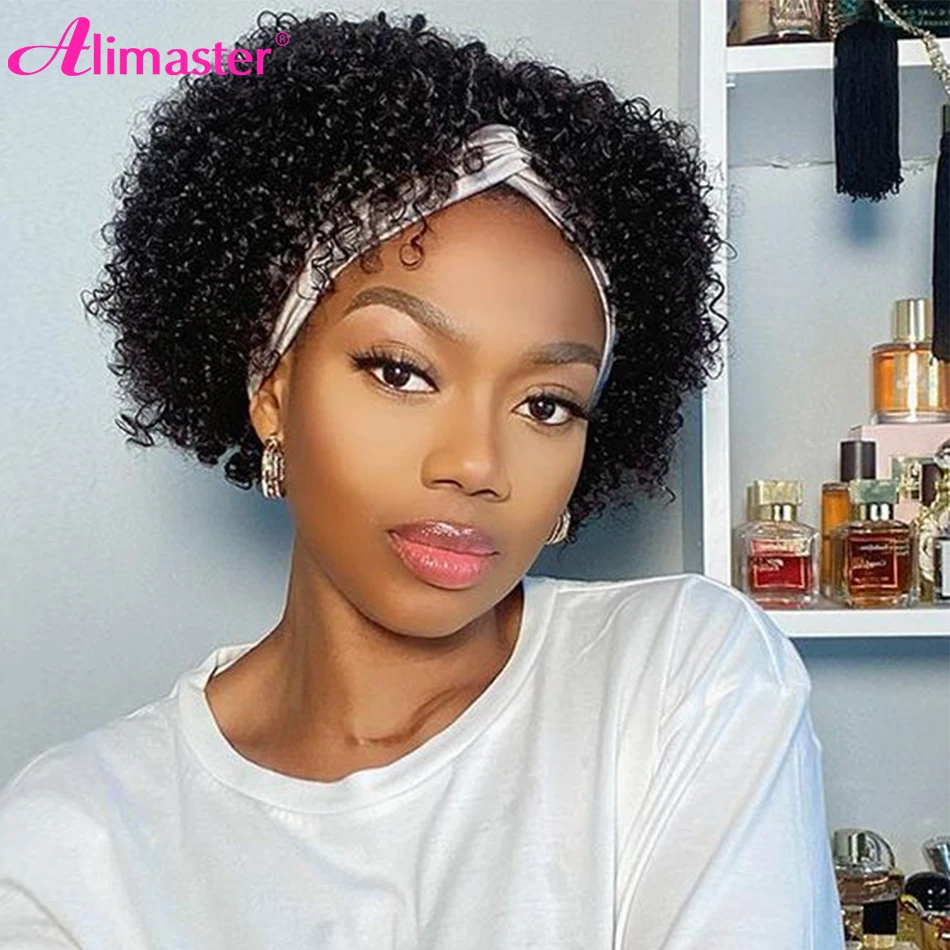 

Headband Wig Human Hair Kinky Curly Wig Pixie Cut Wig Human Hair Wigs For Women Human Hair Curly Hair Perruque Cheveux Humain