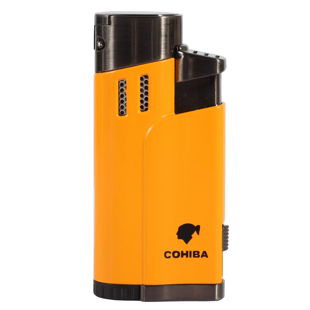 Зажигалка COHIBA фонарь с 3 пламенями Бутановая ветрозащитная для сигарет гаджеты
