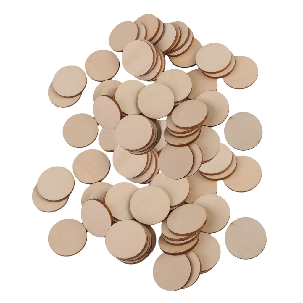 80x пустые простые круглые отрезные деревянные ломтики диски художественные