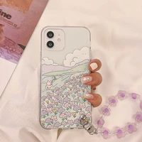 ins korean phone case for iphone 12 13 11 pro max x xs max xr 7 8 puls cute flower 3d flower bracelet cases clear soft tpu cover