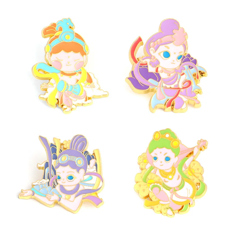 

HOSENG Mogao Grottoes Chinese Cultural Heritage Brooch Fairy Mural Beauty Vintage Jewelry Enamel Pin Accessories HS_8863