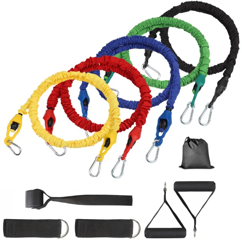 

11 шт. латекс TPE Натяжная лента комплект 100 фунтов лёгкий нейлоновый трос с защитной втулки нейлона Фитнес Вьетнамки с эластичным ремешком