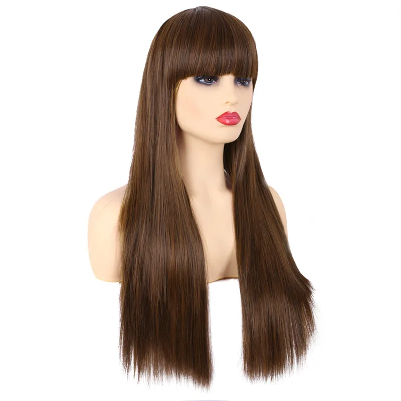 MapofBeauty термостойкие длинные прямые синтетические коричневые волосы парик костюм