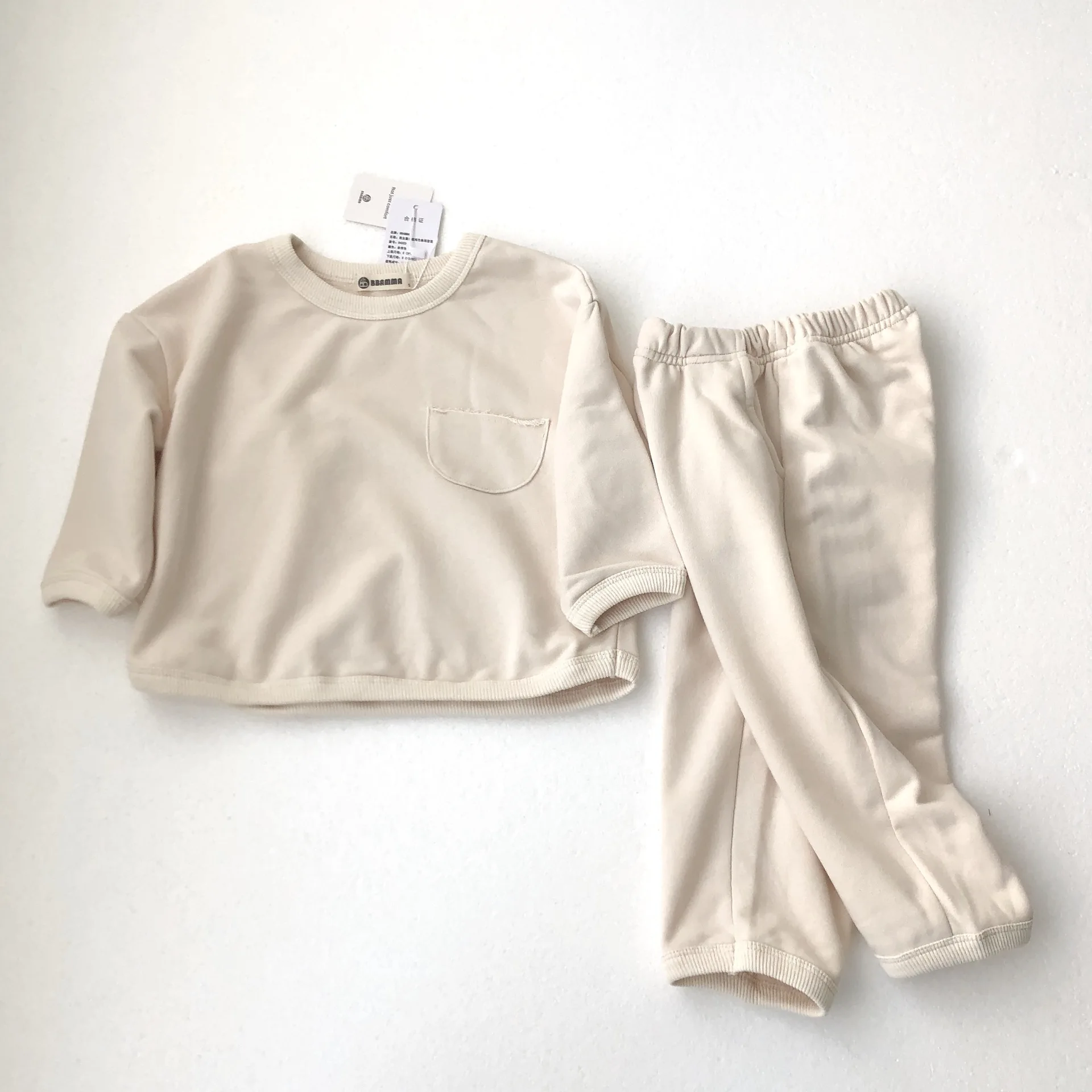 

LazyChild 2021 Spring Children's Clothing Sets Cotton Solid Color Boys Girls Suit Sweatshirt Kids Wear Matching Family outfits