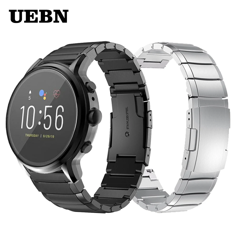 

Ремешок UEBN из нержавеющей стали для смарт-часов Fossil Gen 5, металлический браслет для Fossil Gen 4 Gen 5, аксессуары для часов, 22 мм