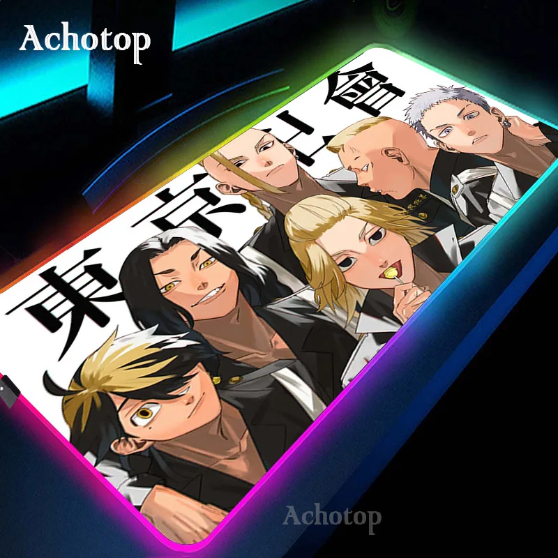 

Tokyo Revengers RGB Large Gaming Mouse Pad Anime Mousepad Rubber Desk Mat Computer Pad Keyboard Mouse Mat Laptop Notebook Pad
