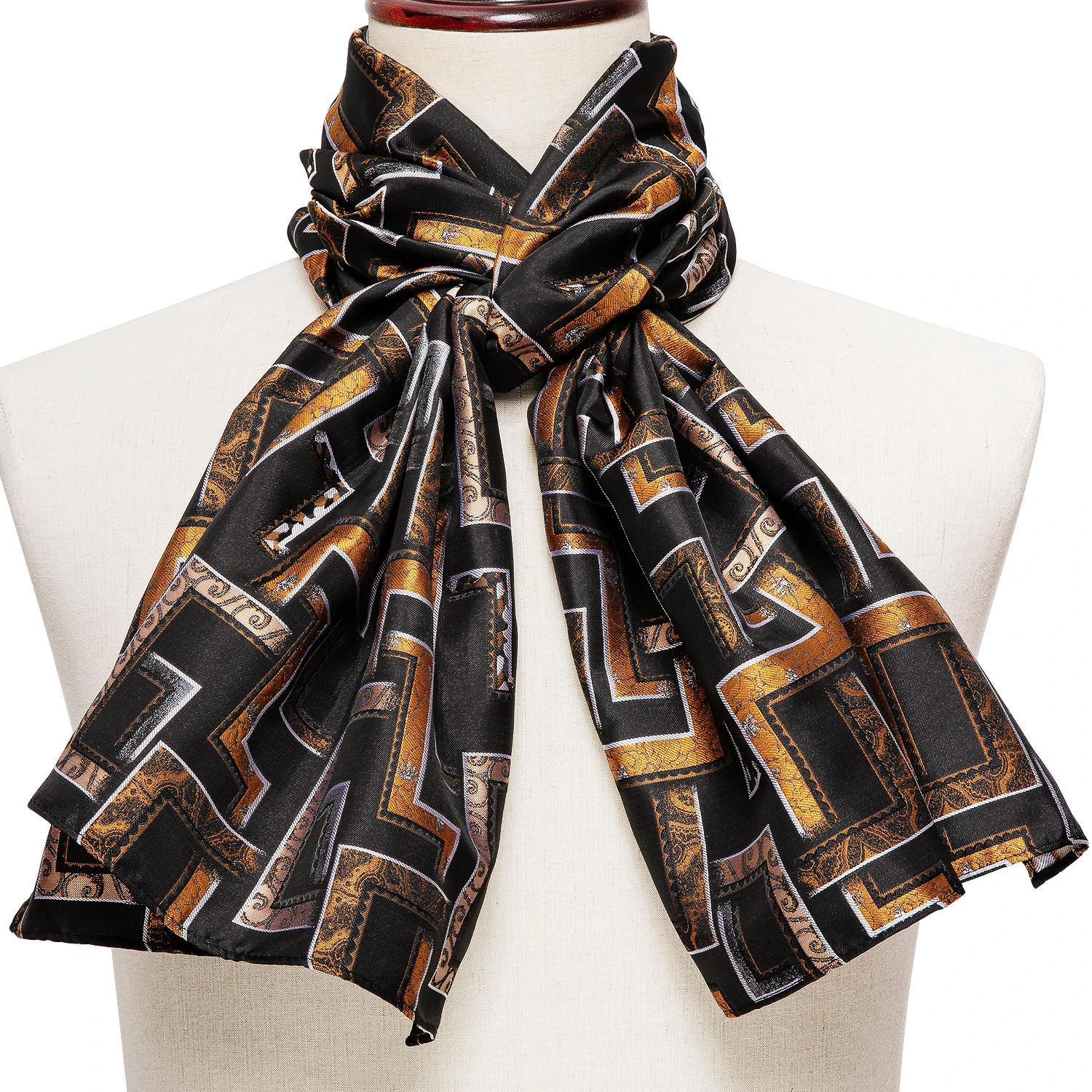 Модные мужские шарф золото жаккардовый клетчатый шелк Сезон осень-зима