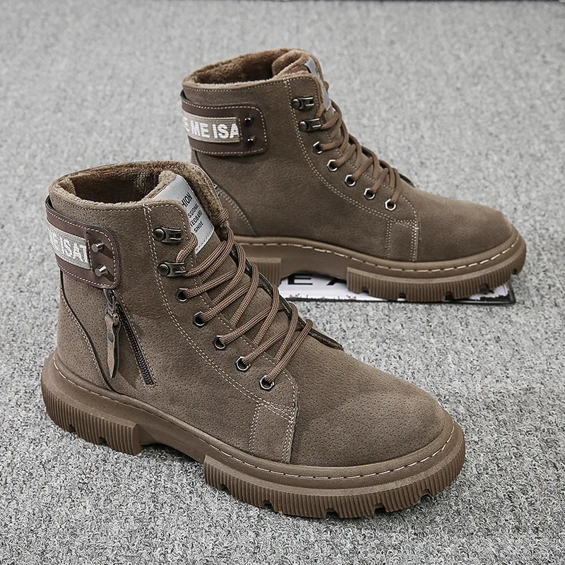 

Men Canvas Shoes Fashion Casual Breathable Shoes for Men High-top Lace-up Sneakers Male Leather Work Boots
