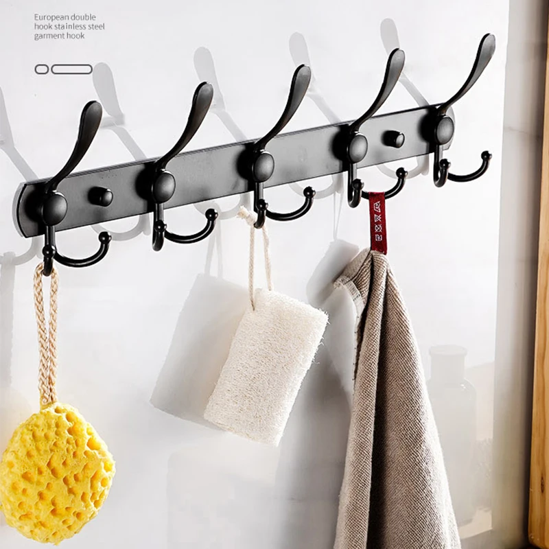 

Stainless Steel Clothes Coat Hook Living Room Bathroom Towel Bag Brush Wall Hanging Storage Rack