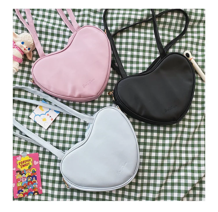 New Design Girls Cute Love Heart Shape Tote Handbags PU Leather Candy Colour Lovely Ladies Shoulder Bags High Quality Bag | Багаж и сумки
