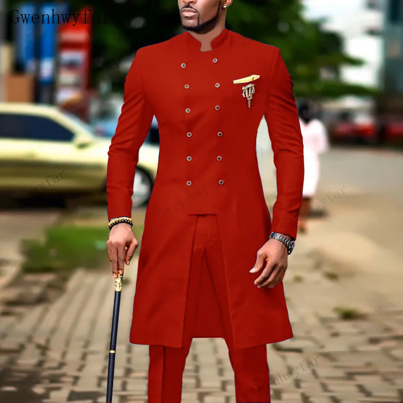 Gwenhwyfar/красный костюм тонкие Свадебные костюмы (пиджак + брюки) для мужчин смокинг