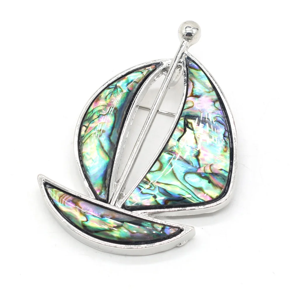 

Exquisite Sailboat Abalone Alloy Brooches High Quality for Lady Women Weddings Banquet Party Brooch Pins Gifts