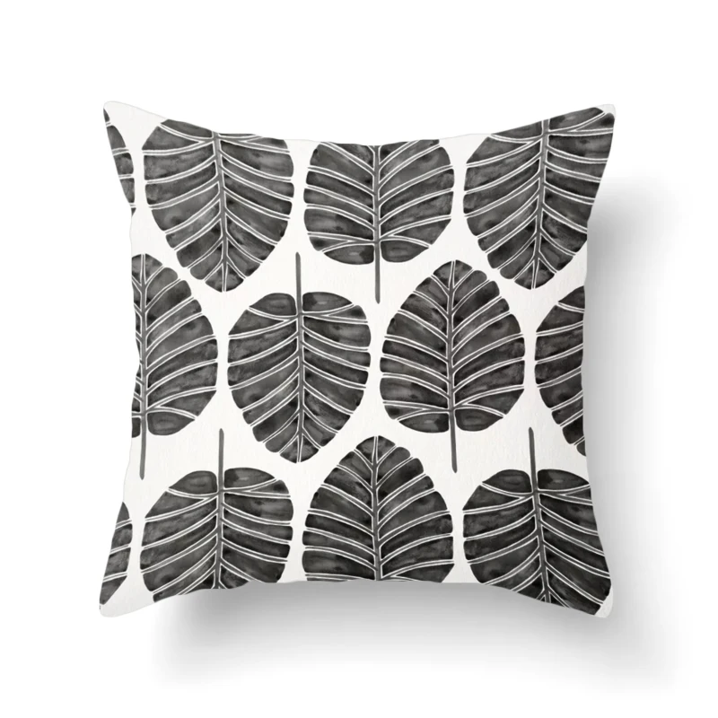 Мягкая Наволочка с принтом растений плюшевая наволочка рисунком листьев