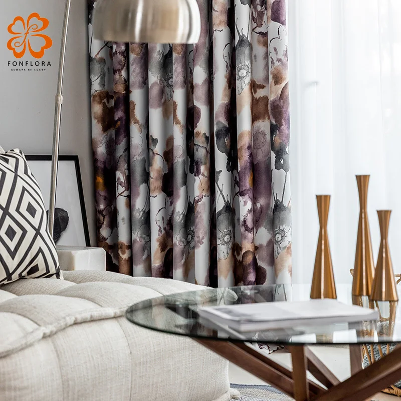 

American Flora Printed Curtains for Living Room Pastoral Style Drapes Blinds Semi Blackout Curtain for Bedroom Window Treatments