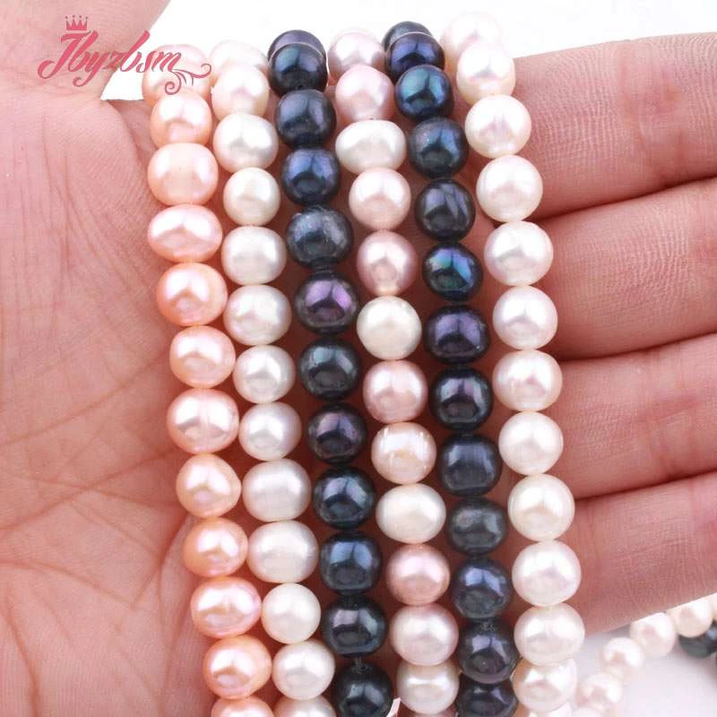 

7-7.5mm Nearround Cultured Freshwater Pearl Loose Beads Natural Stone Beads For DIY Necklace Bracelat Jewelry Making Strand 15"