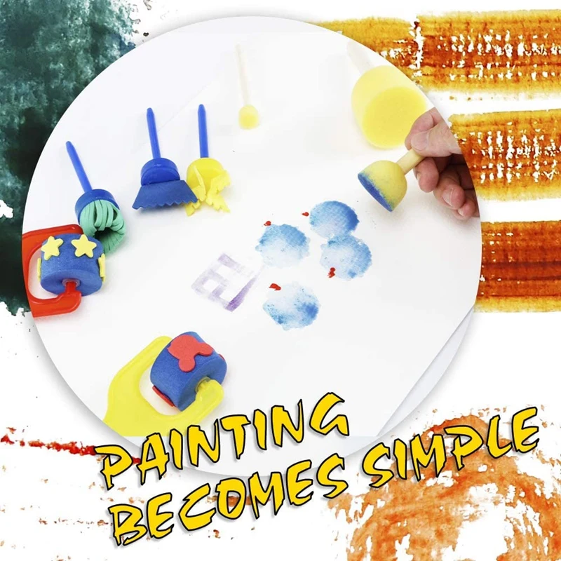 

26 Pieces Foam Roller Paint Brush Set Washable Drawing Tools Art & Crafts Supplies for Children Early Learning DIY