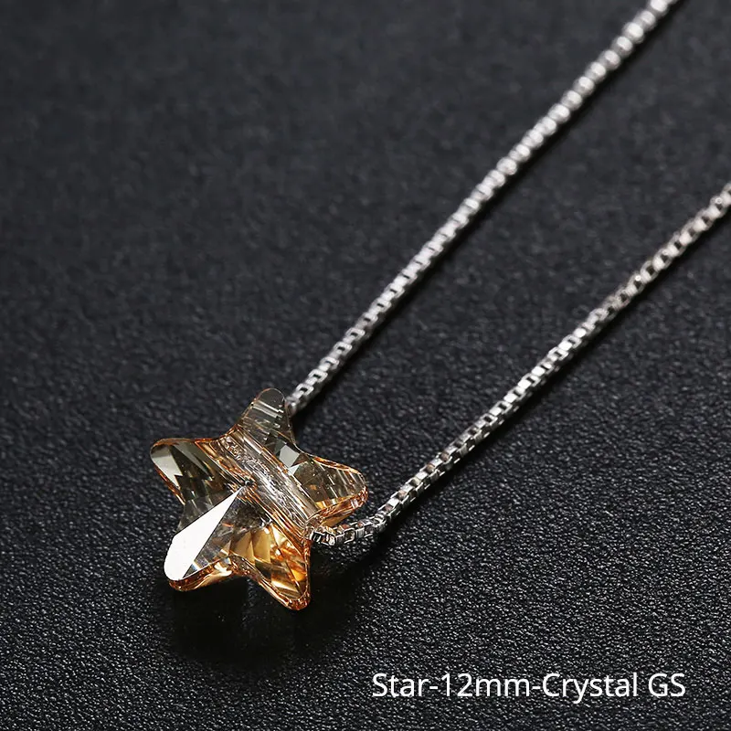 Star GS-12mm Украшенные кристаллами подвеска Сваровски ожерелья красочные бусины для женщин Свадебные офисные ювелирные изделия простая Мода - Окраска металла: Star GS-12mm