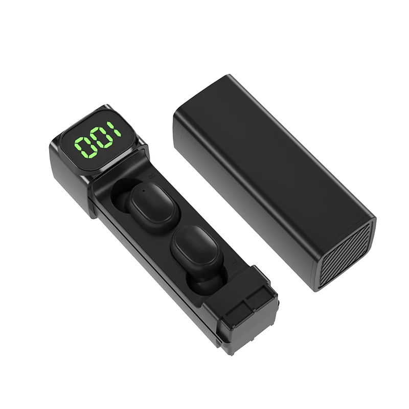 

TWS Wireless Bluetooth5.1 Headset Waterproof Sports Led Mirror Display and Battery 9 D Stereo Earphone HD Call Bluetooth Headset