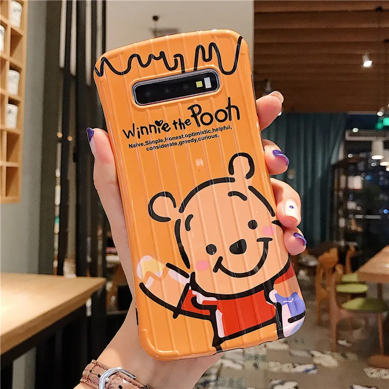 IUENUA изогнутый чемодан медвежонок пух чехол для телефона samsung Galaxy Note 10 S8 S9 S10 Plus 9 8