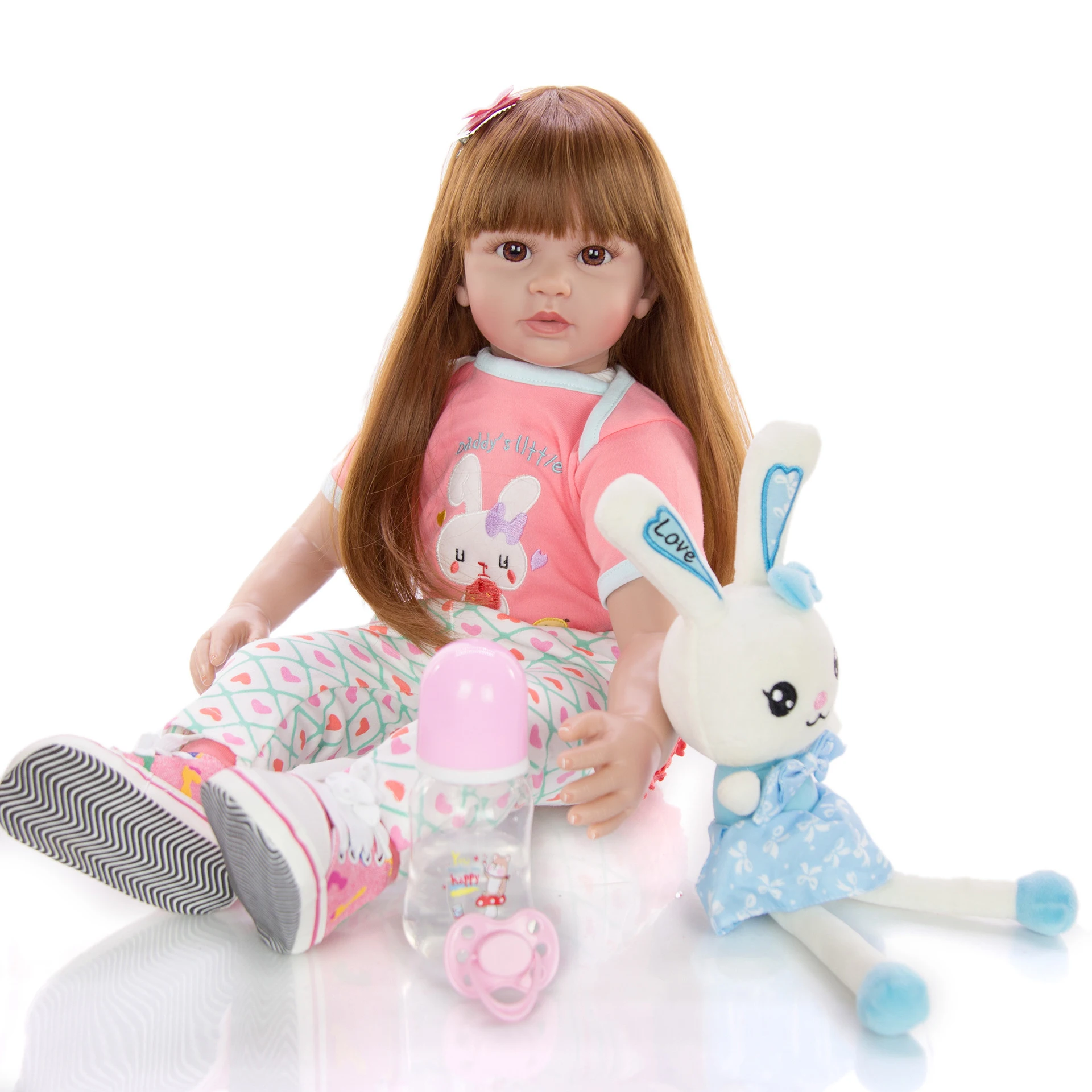 

60cm big reborn toddler princess Handmade Silicone vinyl adorable bebe reborn Bonecas girl kid fashion doll gift toys