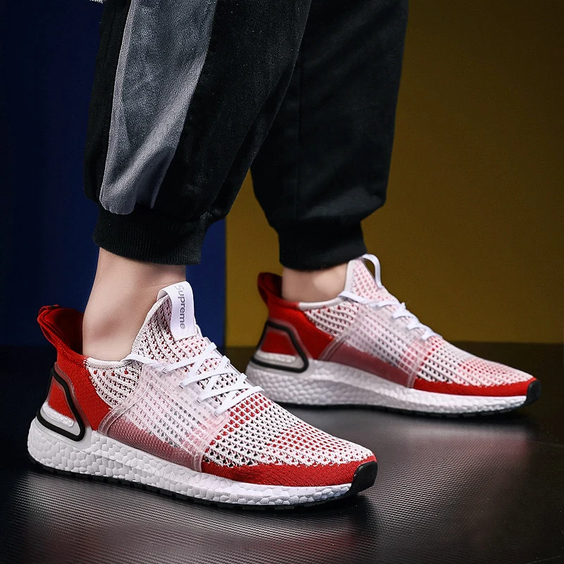 Мужские кроссовки для бега легкие сетчатые ходьбы отслеживания работы