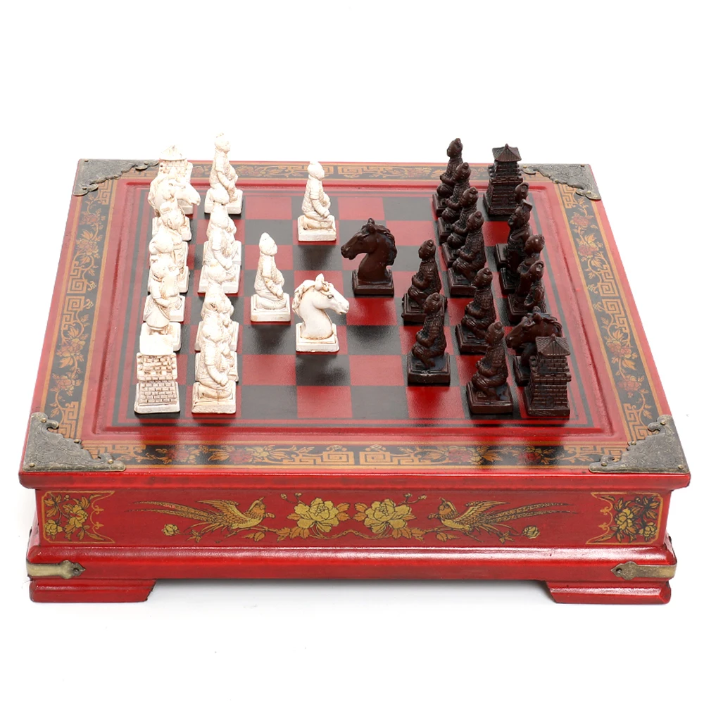Classic Chinese Terracotta Warriors Wooden Chessboard Puzzle Cartoon Characters Chess Board Game Teenager Adult Birthday Gift | Спорт и