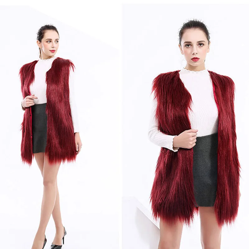 Элегантный меховой жилет из искусственной овчины пальто пушистая куртка тонкая