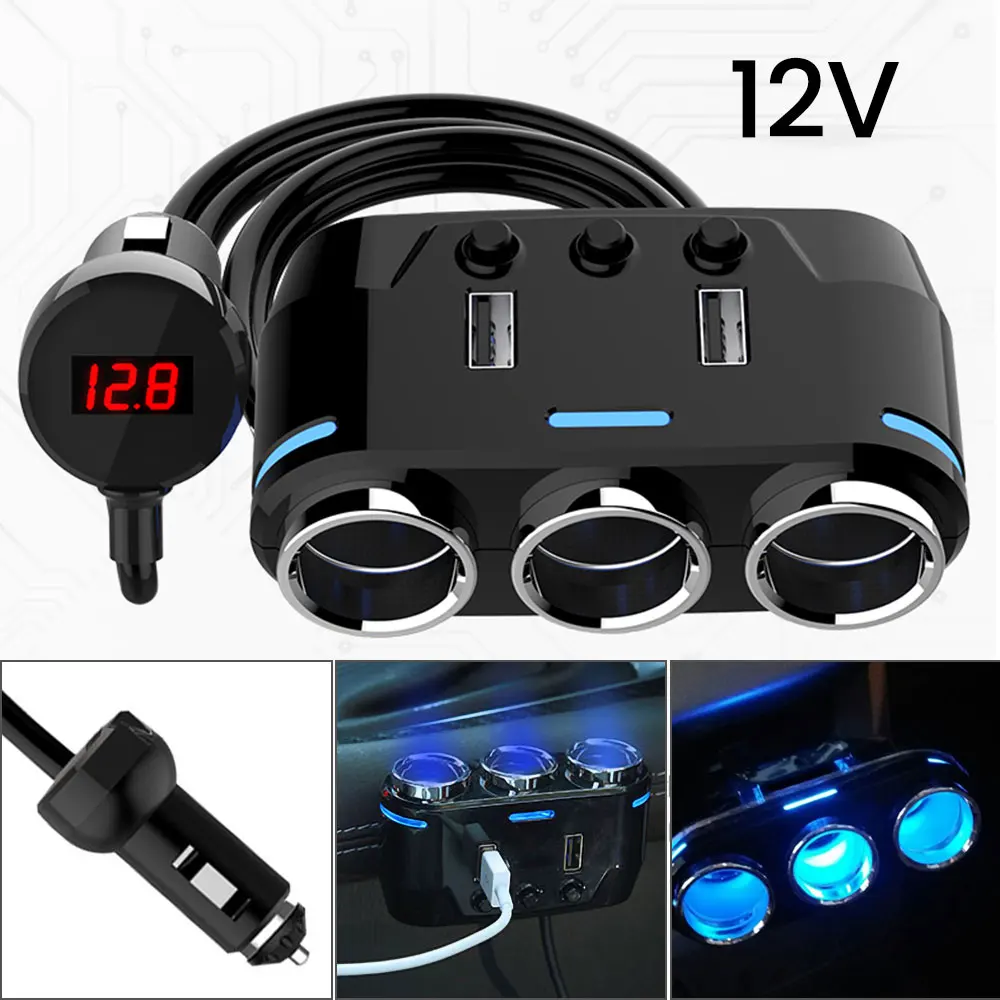 

Автомобильное зарядное устройство с двумя USB-портами и ЖК-дисплеем, 12-24 В, 100 А, Вт