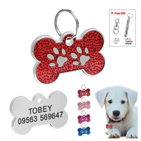 customized engraved dog cat id tag personalized bone shape paw pet accessories nameplate puppy dogs name phone no tags whistle