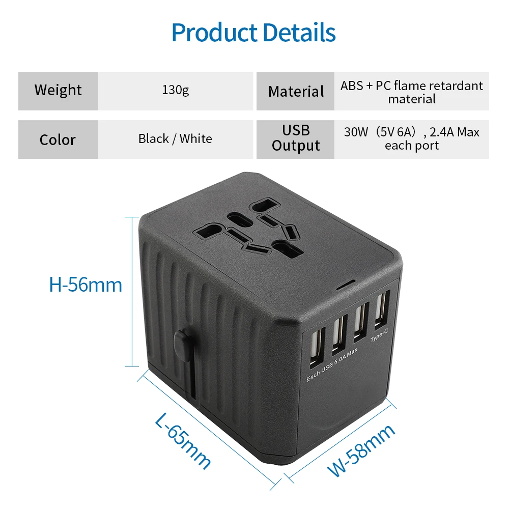 Адаптер питания NTON для путешествий универсальный адаптер зарядное устройство