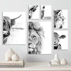 Настенная Картина на холсте с изображением дикой природы медведя льва волка бизона оленя коровы лошади скандинавские постеры и принты настенные картины декор для детской комнаты