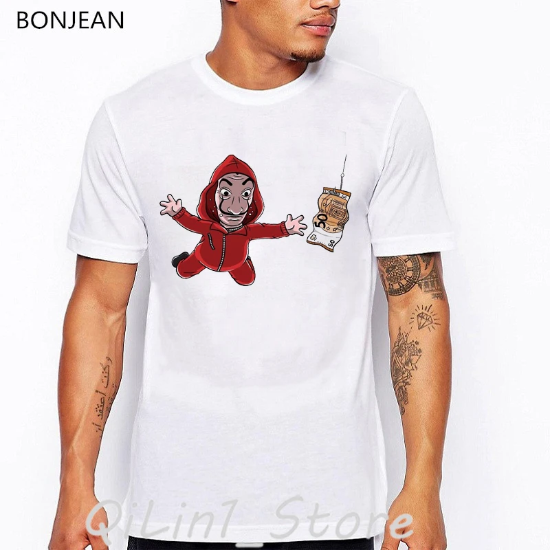 

funny t shirts men clothes 2019 La Casa De Papel cartoon print tshirt camisetas hombre House of Paper t-shirt homme streetwear