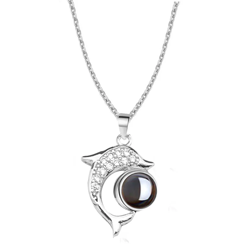 RJ Горячая Мода 100 языков I love you Проецирование талисманы ожерелья кулон День святого Валентина подарки леди дропшиппинг ожерелье - Окраска металла: Sliver As Picture