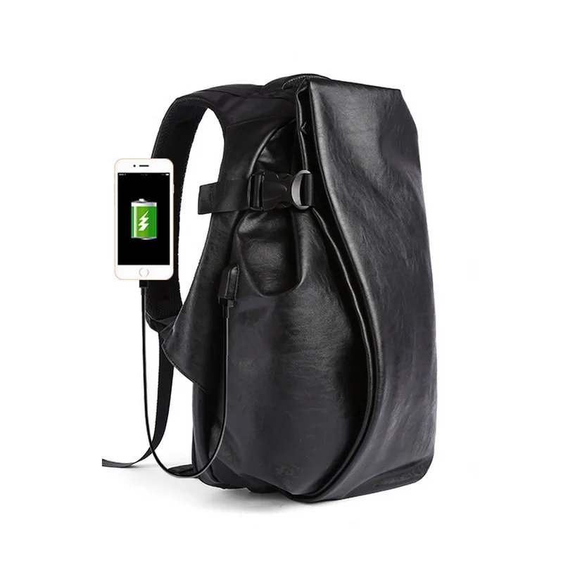 Модный мужской рюкзак черный ПВХ чехол дорожная сумка для ноутбука 15 дюймов